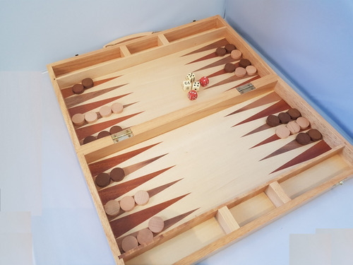 Backgammon Maletin Tablero Deluxe Piezas De Madera  