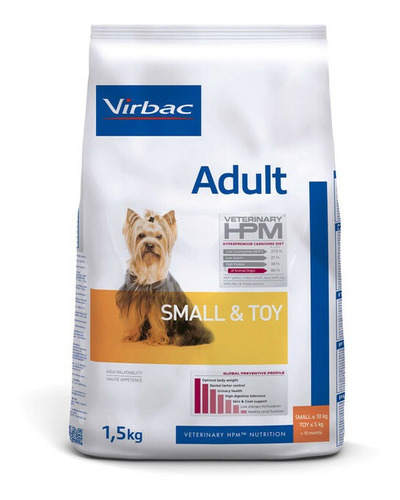 Alimento Virbac Veterinary HPM Small and Toy para perro adulto de raza mini y pequeña sabor mix en bolsa de 1.5kg