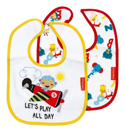 Set De 2 Baberos En Algodón Fisher Price - 22x28 Cm