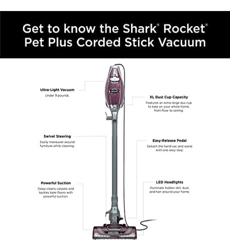 Shark Hv322 Rocket Deluxe Pro Aspiradora Escoba Con Cable Y
