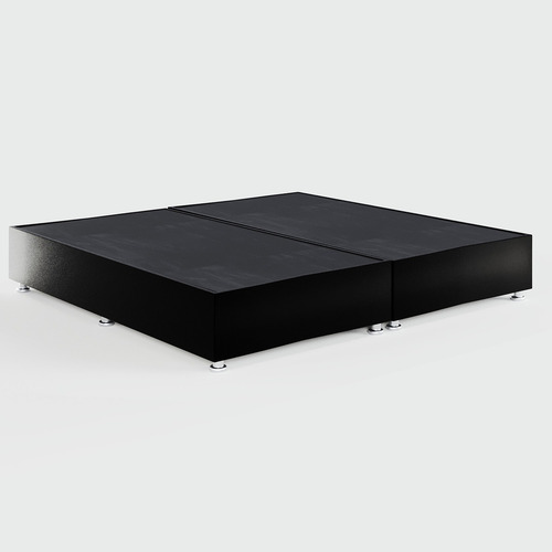 Base Cama Box De Madera Con Tapiz King Size Super Precio Color Terciopelo Negro