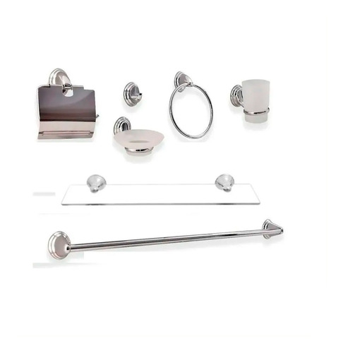 Kit Accesorios Set De Baño 7 Piezas Bronce Cromado