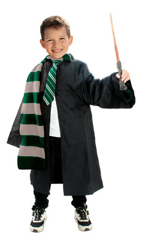 Disfraz Harry Potter Tunica Varita Bufanda Slytherin Niño