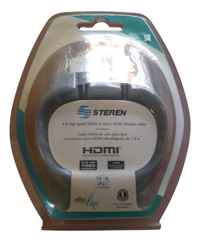 Cable Hdmi Steren A Micro Hdmi Ultra Delgado De 1,8m
