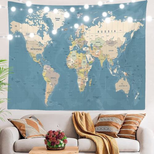 Baonews Tapiz Gris Mundo Geografico Mapa Azul Mantel Para X