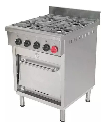 Cocina Industrial 4 Platos Acero Inox  64x73x90cm