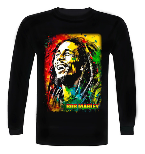 Polera Manga Larga Bob Marley Passion Color, Joven Adultos