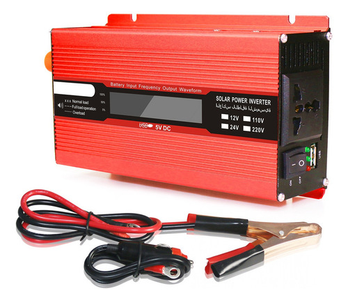 Convertidor De Voltaje Rojo 1000w 2000w 12v 240v Inversor Us