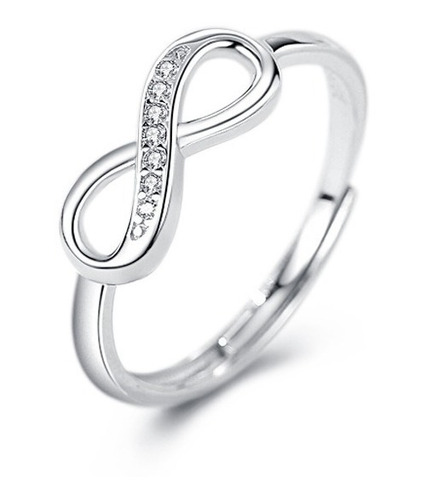 Anillo De Plata S925 Ajustable Diseño Infinito Con Circonita