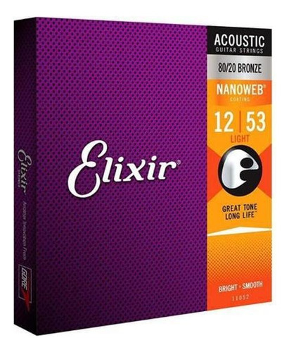 Elixir Nanoweb 11052 Cordas 012 053 Violão Aço Light Izzo