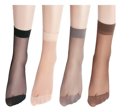 Medias Calcetines Transparentres Tobilleras Nailon Par