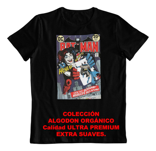 Polera - Dtf - Algodon Organico - Batman Harley Quinn Comic