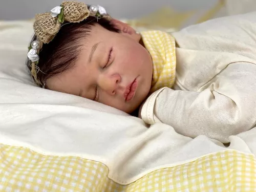 Boneca Bebê Reborn Corpo Tecido Dormindo 48cm - Boneca Reborn