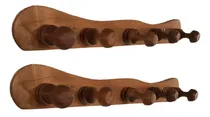 Comprar Percheros X2 Unid. Pared Madera Algarrobo Macizo 5 Ganchos 