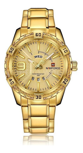 Relógio Masculino Original Analógico Pulseira Em Aço Dourado