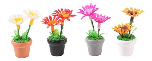 4x Mini Adorno De Planta En Maceta Flores De Casa De