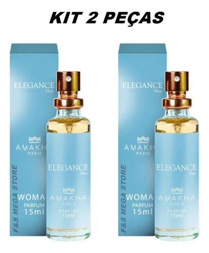 Kit 02 Perfume Feminino Elegance Blue Amakha Paris 15ml