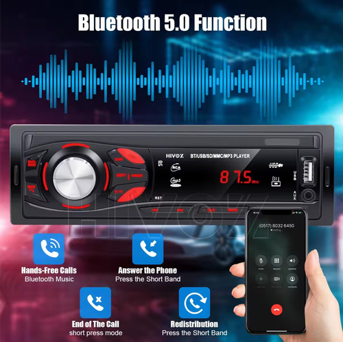Estereo 1 Din Bluetooth Llamadas Reproductor Mp3 Aux/usb/tf