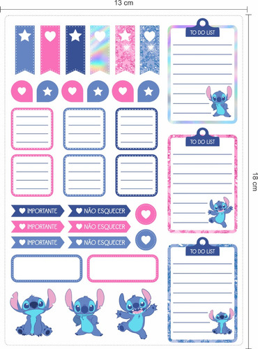 4 Cartelas Adesivos Marcador Planner Caderno Scrapbook Stich