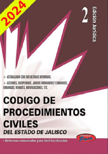 Código De Procedimientos Civiles De Jalisco 2024 (ed.jurídi