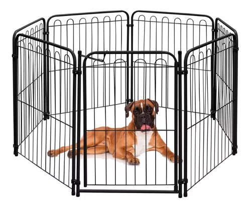 Valla lineal plegable de 4,7 metros para perros y cachorros, color negro