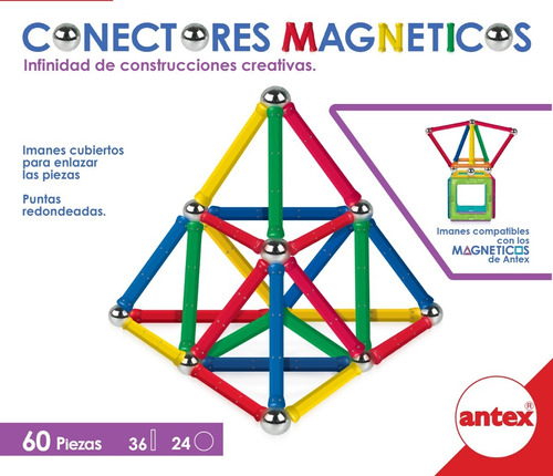 Antex Conectores Magnéticos 60 Piezas Puntas Redondeadas