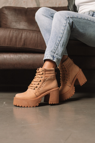 Borcegos Mujer Cuero Taco Alto Plataforma Botas Moda Romi
