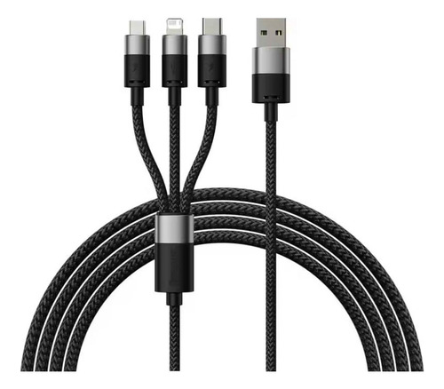 Cabo Baseus 3 In Lightning Micro Tipo C 1.2m Turbo 3.5a Fast