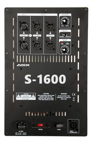 Amplificador Para Sub Ativador 1600w Classe D Asx Pro Audio Cor Preto Potência De Saída Rms 1600 W Bi-volt Chave