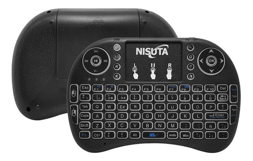 Teclado Inalambrico Smart Tv Nisuta NS-WIKTV76 Negro Español Retroiluminado Con Touch Pad