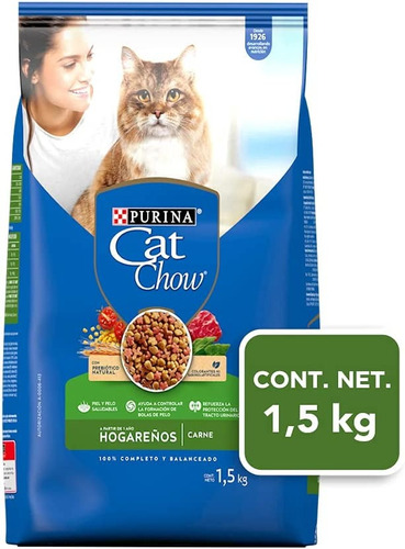 Imagen 1 de 3 de Alimento Cat Chow Defense Plus Gato Hogareño Adulto 1.5kg