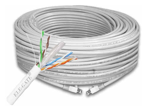 Bobina 100 Metros Cable Utp Poe Cat 6 Blanco Rj-45 Cca