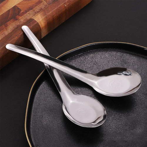 12 Cucharas De Sopa Asiática Ergonómicas De Acero Inoxidable