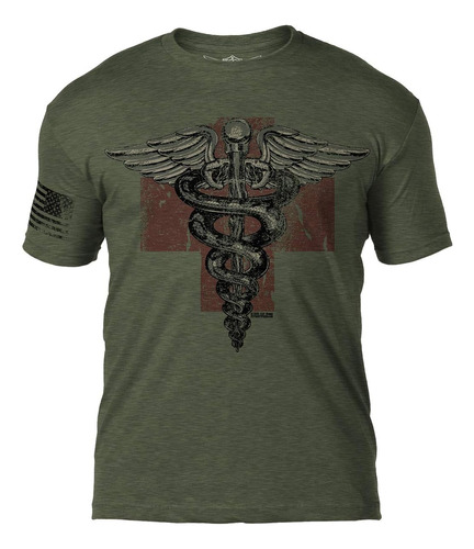 7.62 Medic Vintage Logo Heather, Verde Militar, Tamaño Grand