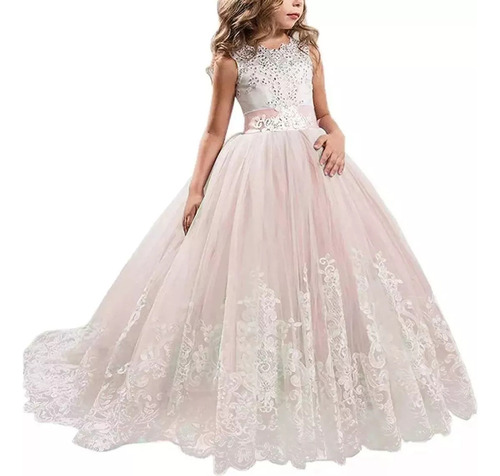 Vestido De Fiesta De Encaje Para Niñas Con Flores Para Bodas