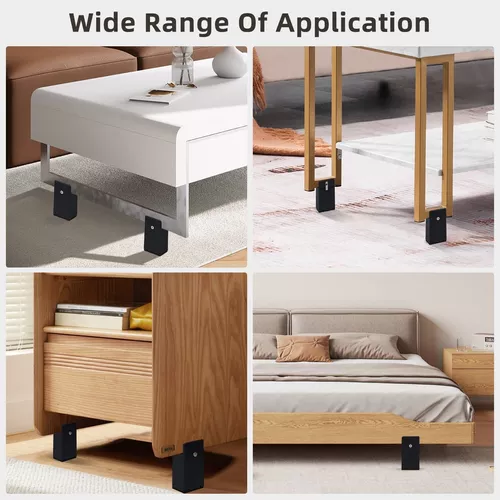 JONHWI Elevadores de cama de 3 pulgadas, elevadores de muebles ajustables y  resistentes para cama, escritorio, mesa, sofá, marco de pies, accesorios