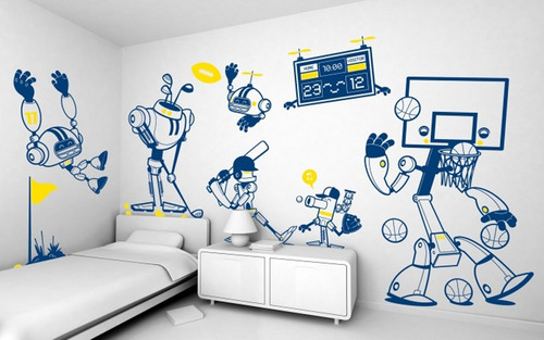 Vinilos Decorativos Pared Infantiles Kit Completo Robots S/e