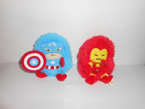 Lote 2 Peluches Marvel Iron Man Y Capitan America 12 Cms