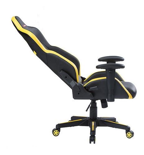 Imagen 3 de 8 de Silla Gamer Pro Para Oficina Giratoria En Cuerina Amarillo