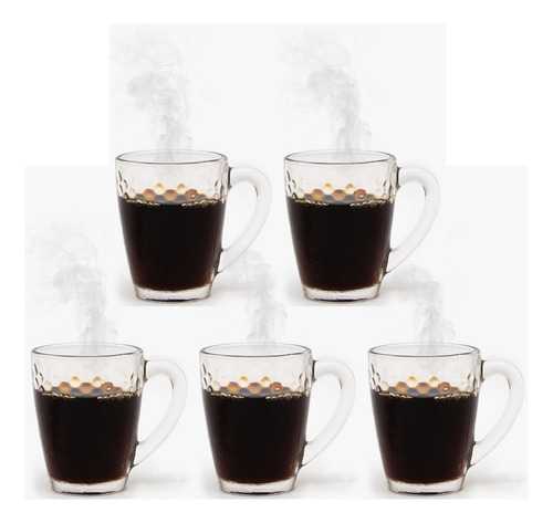 Jogo 5 Xícaras De Café Expresso De Vidro Premium 90ml