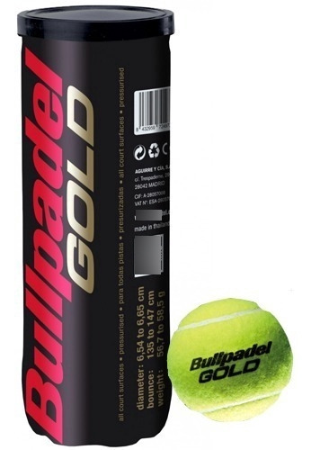 Tubo Presurizado Con 3 Pelotas Importadas Bullpadel Gold