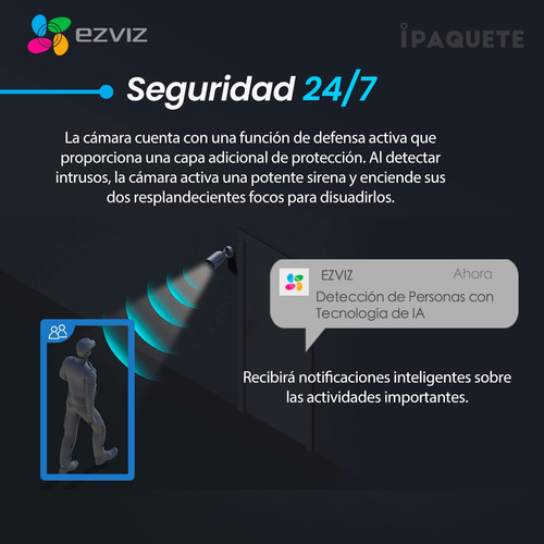 Kit 3 Cámaras Seguridad Ezviz Exterior Wifi Batería 2k +64gb
