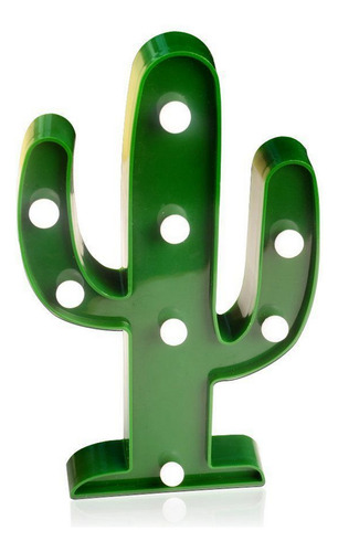 Luminária Cactus Parede Ou Mesa - Led 24cm Cacto Verde