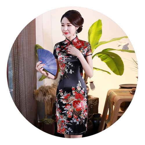 Chino Tradicional Vestido Qipao Adorno Dragones Cheongsam10