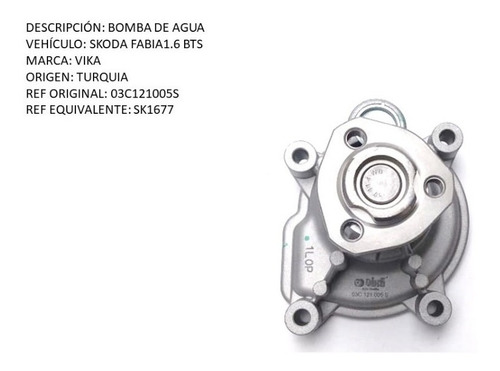 Bomba De Agua Skoda Fabia 1.6 Bts