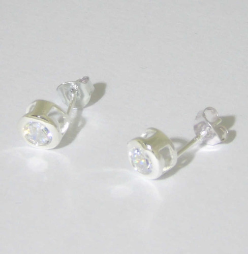 Aros Susanos Con Cubic Zircon Plata 925 Italiana 6mm