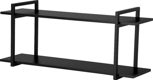Nicho De Prateleiras Para Cozinha 1.00 Metro Preto Acabamento Estrutura Preta Com Mdf Preto