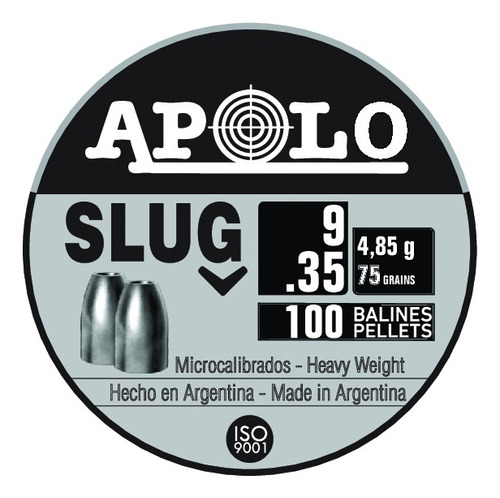 Chumbo Balin Apolo Slug Calibre 9mm 75 Gr.