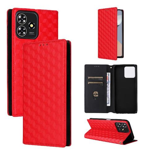 Funda Para Zte Axon 50 Lite Pu Cuero Cierre Magnético 3d