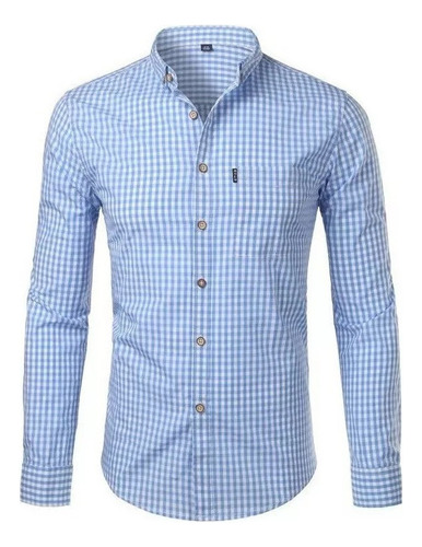 Camisa A Cuadros Pequeños Hombre Primavera Nueva Manga Larga